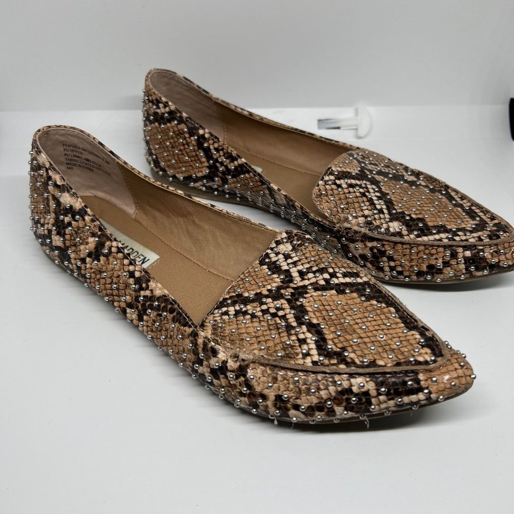 Steve Madden Python Print Beaded Loafers - Euc - image 2
